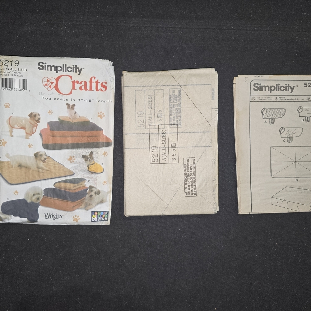 5219 Simplicity SEWING Pattern Dog Beds Blankets 3 Sizes Coats Small Med Large - Picture 2 of 7